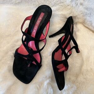 Via Spiga Black Strappy Sandals with Square Toe Sz-7N.   N